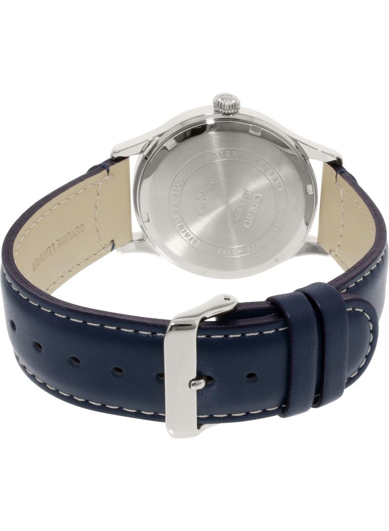 كاسيو Analog Men’s Watch MTP‑E113L‑2ADF, 40 mm Blue Dial, Blue Leather Strap, 50 m WR - Image 3